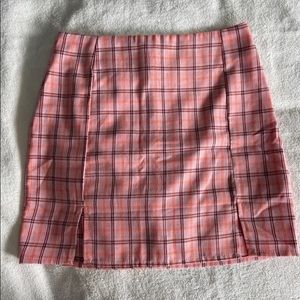 Random Plaid Side Slit Sheath Mini Skirt